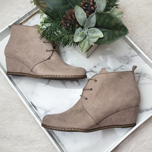 FRANCO SARTO Tan Annabelle Lace Up Wedge Ankle Boots Size 8.5 - Picture 5 of 11